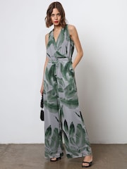 Religion Green Wide Leg Jumpsuit With Wrap Detail Top - Image 1 of 6