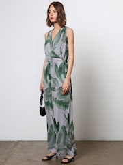 Religion Green Wide Leg Jumpsuit With Wrap Detail Top - Image 4 of 6