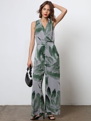 Religion Green Wide Leg Jumpsuit With Wrap Detail Top - Image 5 of 6