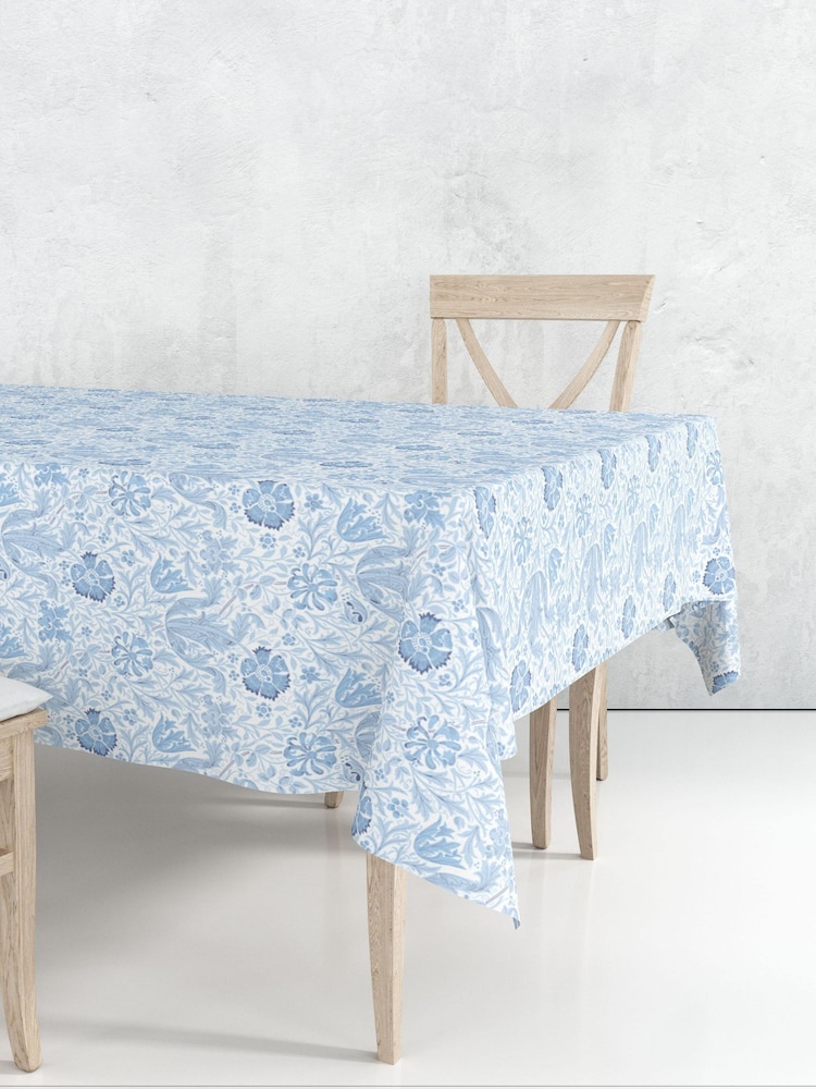 William Morris Gallery Blue Compton Square 100% Cotton Tablecloth 132cm - Image 1 of 1