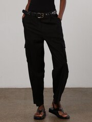 Religion Black Linen Mix Cargo Utility Trousers - Image 2 of 6