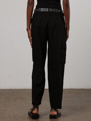 Religion Black Linen Mix Cargo Utility Trousers - Image 3 of 6
