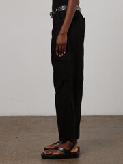 Religion Black Linen Mix Cargo Utility Trousers - Image 4 of 6