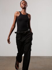 Religion Black Linen Mix Cargo Utility Trousers - Image 5 of 6