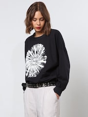 Religion Black Oversized Particle 100% Cotton Sweatshirt With Slogan and Tie Dye - Image 4 of 6