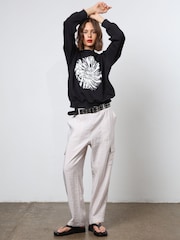 Religion Black Oversized Particle 100% Cotton Sweatshirt With Slogan and Tie Dye - Image 5 of 6