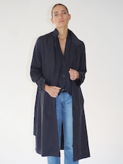 Religion Grey Long Pinstriped Belted Sharp Jacket - Image 2 of 8
