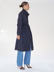 Religion Grey Long Pinstriped Belted Sharp Jacket - Image 4 of 8
