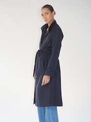 Religion Grey Long Pinstriped Belted Sharp Jacket - Image 5 of 8