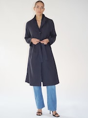 Religion Grey Long Pinstriped Belted Sharp Jacket - Image 6 of 8