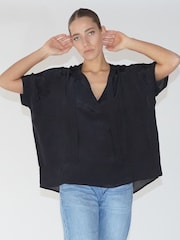 Religion Black Oversized Blouse With Neck Tie - Image 1 of 6