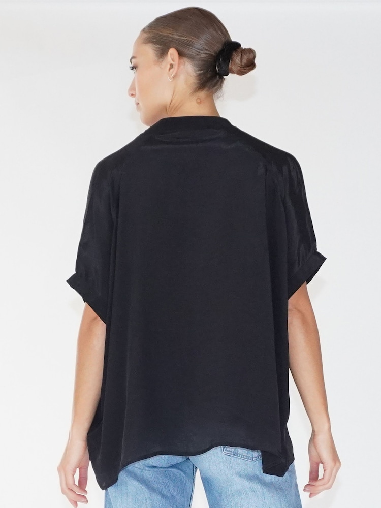 Religion Black Oversized Blouse With Neck Tie - Image 2 of 6