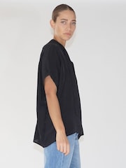 Religion Black Oversized Blouse With Neck Tie - Image 3 of 6