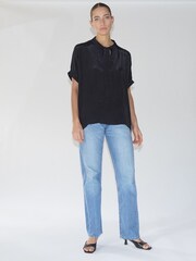 Religion Black Oversized Blouse With Neck Tie - Image 4 of 6