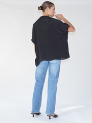 Religion Black Oversized Blouse With Neck Tie - Image 6 of 6