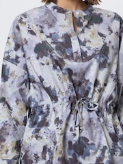 Religion Blue Floral Print Loose Fitting Shirt With Drawstring Waist - Image 3 of 5