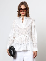 Religion White Loose Fitting Shirt With Drawstring Waist - Image 1 of 6
