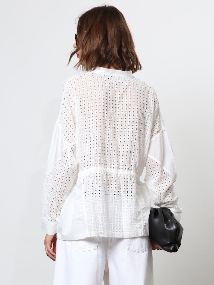 Religion White Loose Fitting Shirt With Drawstring Waist - Image 2 of 6