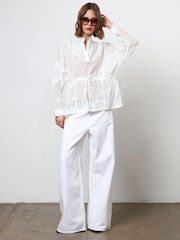 Religion White Loose Fitting Shirt With Drawstring Waist - Image 3 of 6