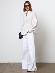Religion White Loose Fitting Shirt With Drawstring Waist - Image 4 of 6