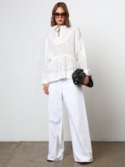 Religion White Loose Fitting Shirt With Drawstring Waist - Image 5 of 6