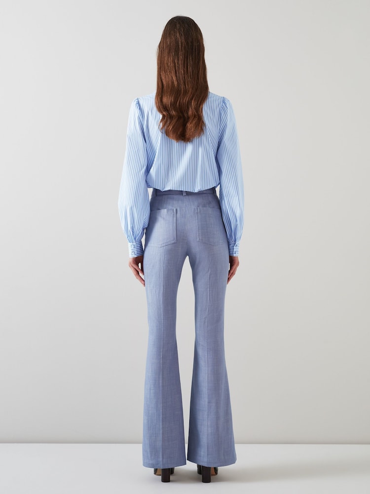 LK Bennett Blue Beecham Stripe Cotton Rich Blouse - Image 2 of 4