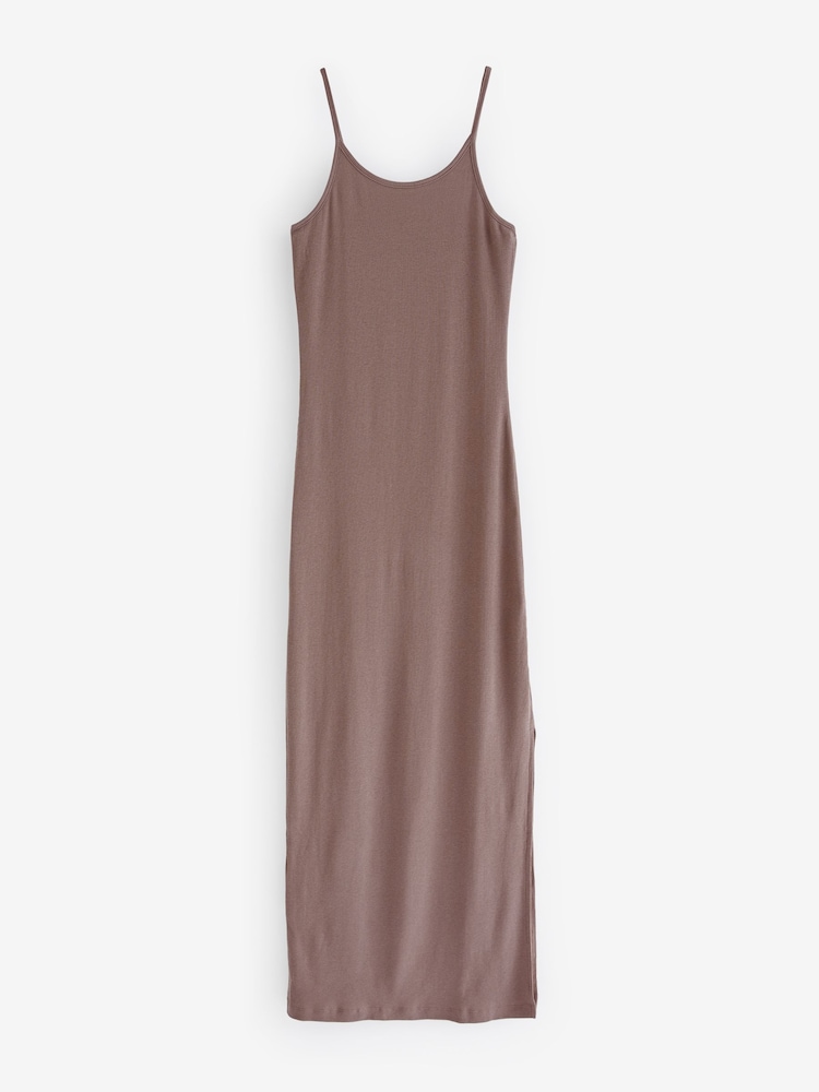 Neutral Ribbed Maxi Bodycon Dress - Image 5 of 5 Neutral Ribbed Maxi Bodycon Dress - Image 5 of 5