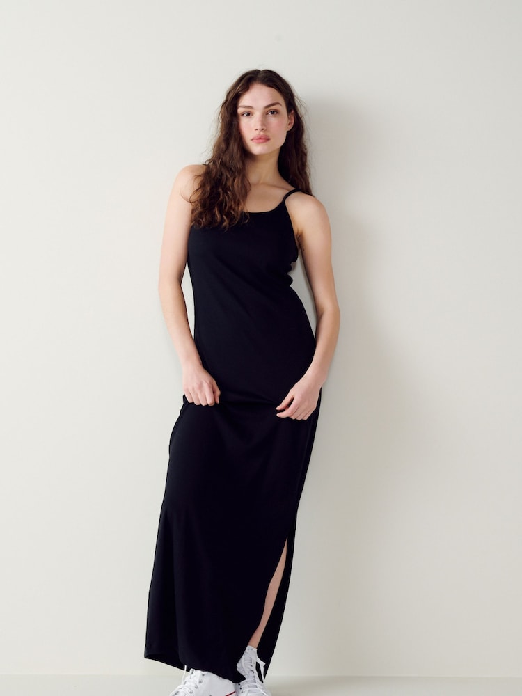 Black Ribbed Maxi Bodycon Dress - Image 1 of 3 Black Ribbed Maxi Bodycon Dress - Image 1 of 3