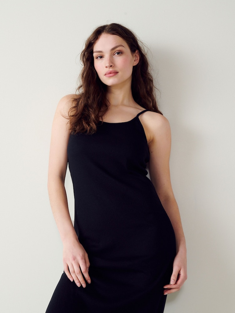 Black Ribbed Maxi Bodycon Dress - Image 3 of 3 Black Ribbed Maxi Bodycon Dress - Image 3 of 3