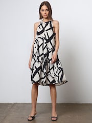 Religion Cream Tiered a Line Midi Dress in Abstract Print - Image 1 of 7