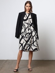 Religion Cream Tiered a Line Midi Dress in Abstract Print - Image 2 of 7