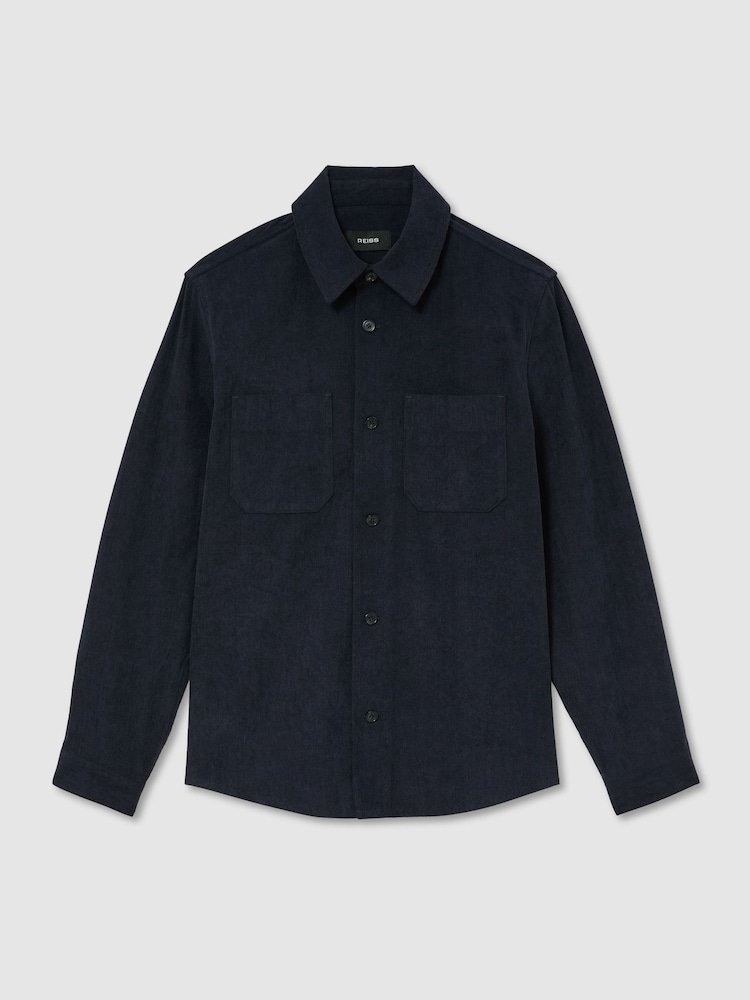 Reiss Navy Townie Corduroy Twin-Pocket Overshirt - Image 2 of 6 Reiss Navy Townie Corduroy Twin-Pocket Overshirt - Image 2 of 6