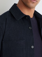 Reiss Navy Townie Corduroy Twin-Pocket Overshirt - Image 4 of 6