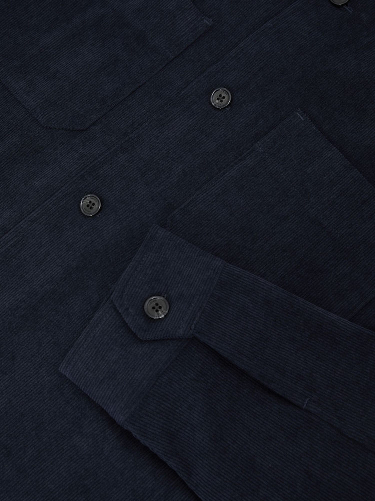 Reiss Navy Townie Corduroy Twin-Pocket Overshirt - Image 6 of 6 Reiss Navy Townie Corduroy Twin-Pocket Overshirt - Image 6 of 6