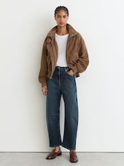 Reiss Antique Mid Blue Levitt Petite Barrel-Leg Jeans - Image 5 of 7
