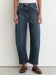 Reiss Antique Mid Blue Levitt Petite Barrel-Leg Jeans - Image 6 of 7