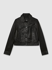 Reiss Callie Leather Trucker Jacket - 圖片 2，共 7