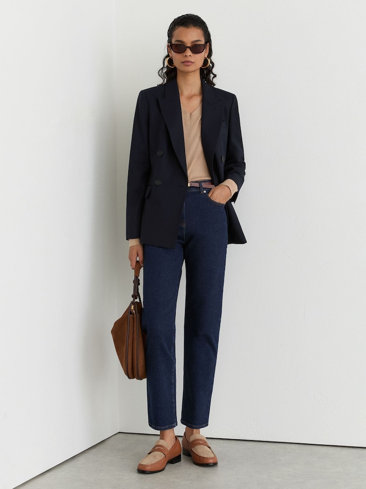 Reiss Dark Blue Isabel Slim-Leg Mid-Rise Jeans - Image 1 of 7 Reiss Dark Blue Isabel Slim-Leg Mid-Rise Jeans - Image 1 of 7
