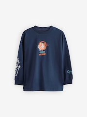 Marineblau/Weiß/Grau mit Graffiti - Langarm-T-Shirts mit Grafik aus 100 % Baumwolle im 3er-Pack (3–16 J.) - Bild 2 von 7