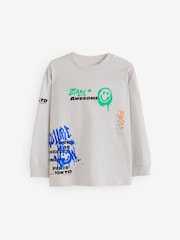 Marineblau/Weiß/Grau mit Graffiti - Langarm-T-Shirts mit Grafik aus 100 % Baumwolle im 3er-Pack (3–16 J.) - Bild 4 von 7