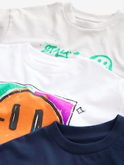 Marineblau/Weiß/Grau mit Graffiti - Langarm-T-Shirts mit Grafik aus 100 % Baumwolle im 3er-Pack (3–16 J.) - Bild 6 von 7