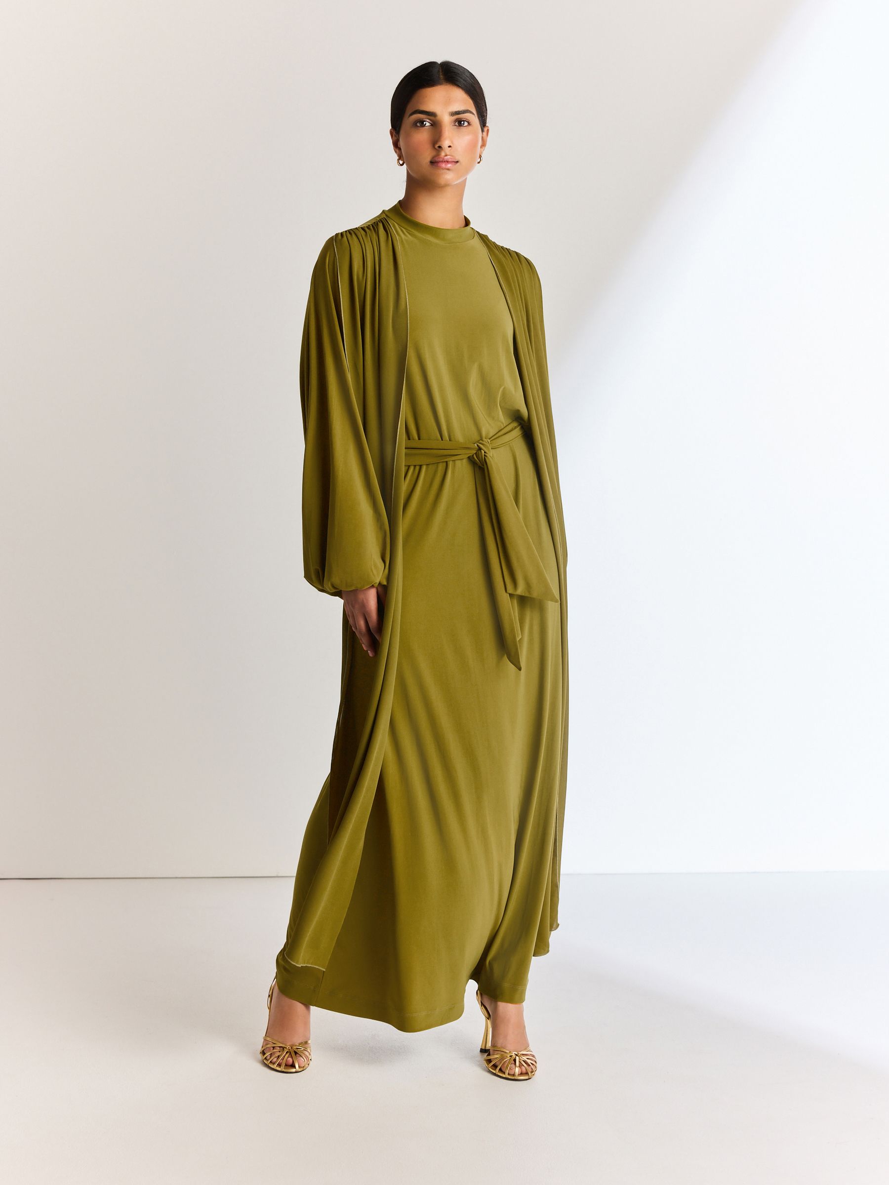 Olive green long sleeve maxi dress shop