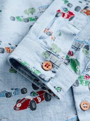 Cath Kidston Blue Print 100% Cotton Shirt (3mths-7yrs) - Image 4 of 5