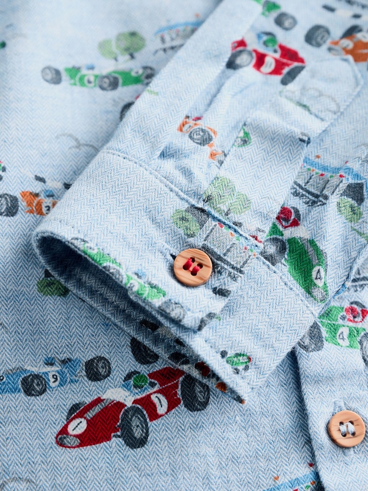 Cath Kidston Blue Print 100% Cotton Shirt (3mths-7yrs) - Image 4 of 5