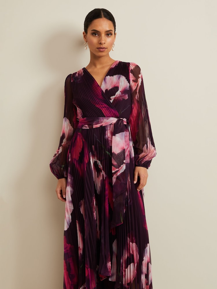 Phase Eight Purple Petite Petite Isadora Rose Printed Maxi Dress - Image 3 of 6