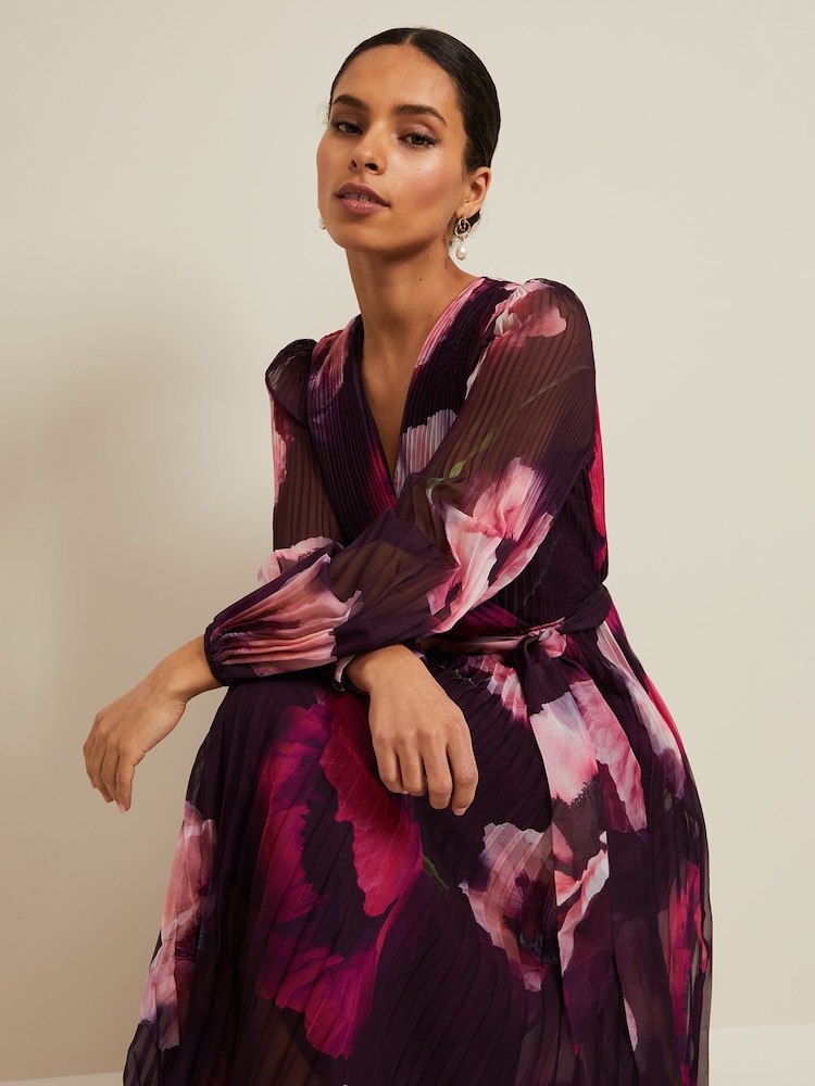 Phase Eight Purple Petite Petite Isadora Rose Printed Maxi Dress - Image 4 of 6