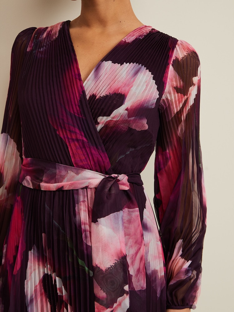 Phase Eight Purple Petite Petite Isadora Rose Printed Maxi Dress - Image 5 of 6