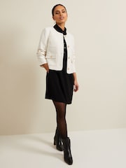 Phase Eight Black Petite Claudia Button Swing Mini Dress - Image 6 of 7
