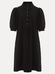 Phase Eight Black Petite Claudia Button Swing Mini Dress - Image 7 of 7