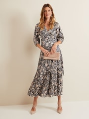 Phase Eight Black Floral Print Kezia Wrap Dress - Image 3 of 9